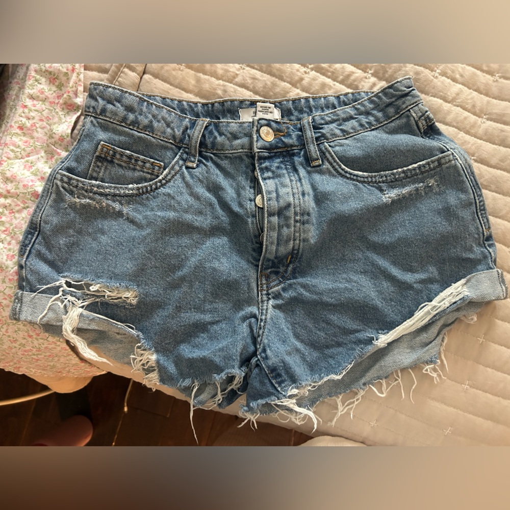 Forever 21 Blue Distressed Jean Shorts